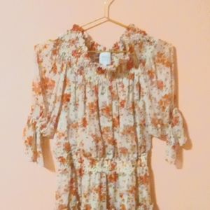 MISA Los Angeles, L, Red & pink floral.